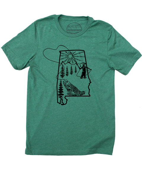 Alabama Home Shirt | Original Fly Fishing Graphic | Hand Print on Soft 50/50 Tee's | Elevate the Day!