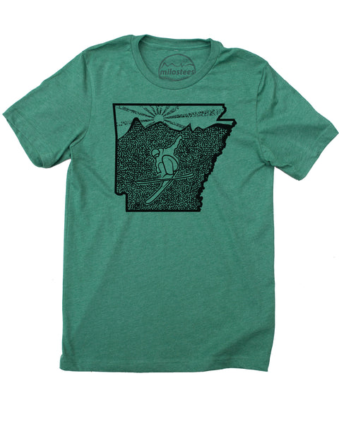 Arkansas Home Shirt | Original Skiing Graphic | Hand Print on Soft 50/50 Tees | Ski Wolf Creek Elevate the Day!