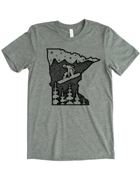 Minnesota Shirt, Snowboard the North Star State in a soft 50/50 tee that is sure to elevate your day!
