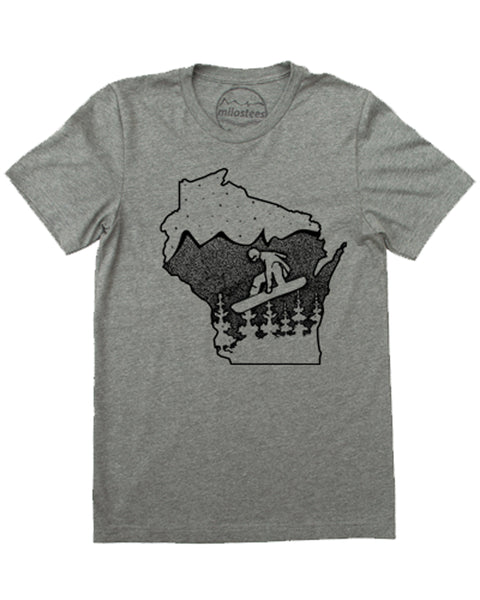Wisconsin T shirt, Snowboard the Badger State in Soft 50/50 Apparel and Elevate the day!