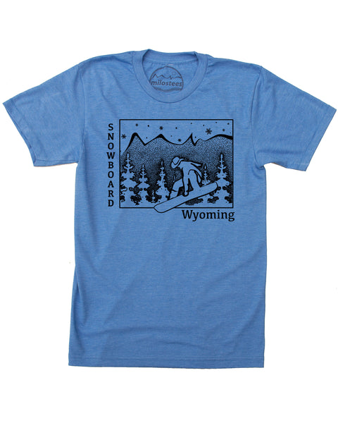 Wyoming Shirt | Snowboard Wyoming Graphic | Hand Screen Print on Soft 50/50 Threads | Free Shipping In USA
