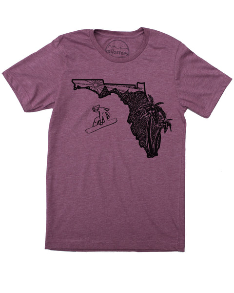 Florida Tee Shirt | Graphic Snowboard Illustration | Hand Screen Printed | Elevate the Day!
