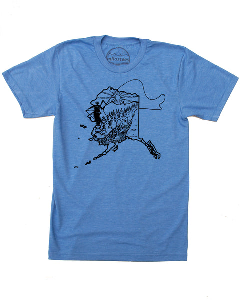 Alaska Fly fishing T-shirt, Graphic Screen Print on Soft 50/50 Tees. Elevate the day!