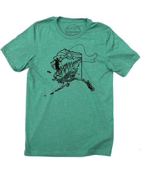 Alaska Fly fishing T-shirt, Graphic Screen Print on Soft 50/50 Tees. Elevate the day!