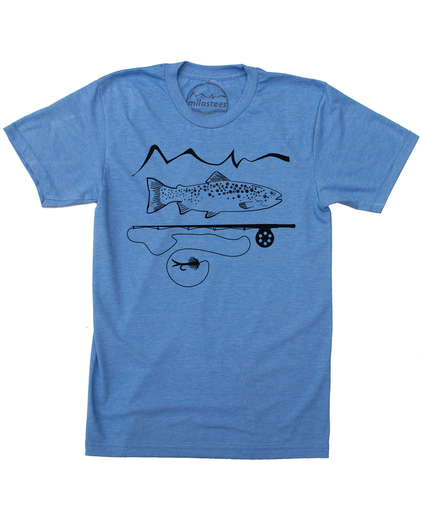 Graphic Fly Fishing Shirt, Simple Design On Soft Wears- Elevate The Day! XLarge / Blue Heather