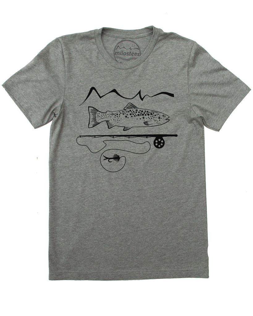 Graphic Fly Fishing Shirt, Simple Design On Soft Wears- Elevate The Day! Medium / Grey Heather