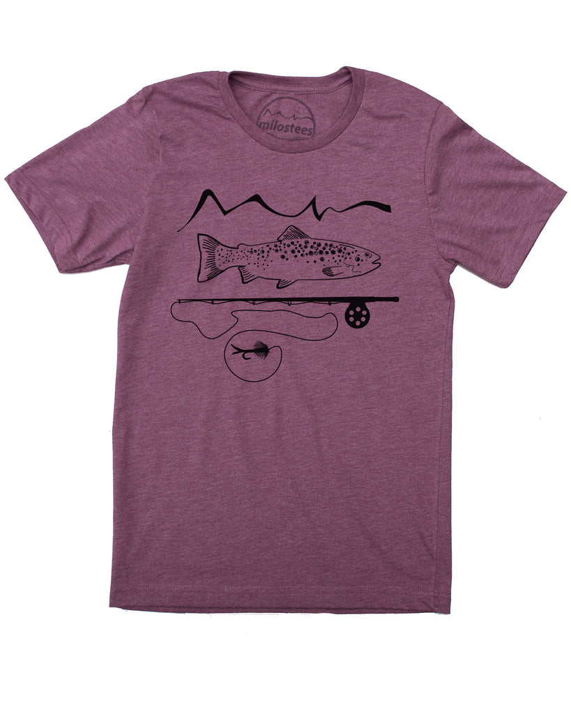 Graphic Fly Fishing Shirt, Simple Design On Soft Wears- Elevate The Day! XLarge / Plum Heather