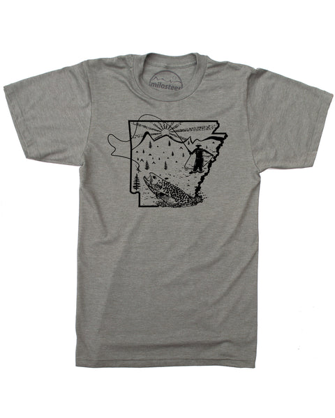 Fly Fish Arkansas T-shirt, silky soft 50/50 apparel screen printed by hand!