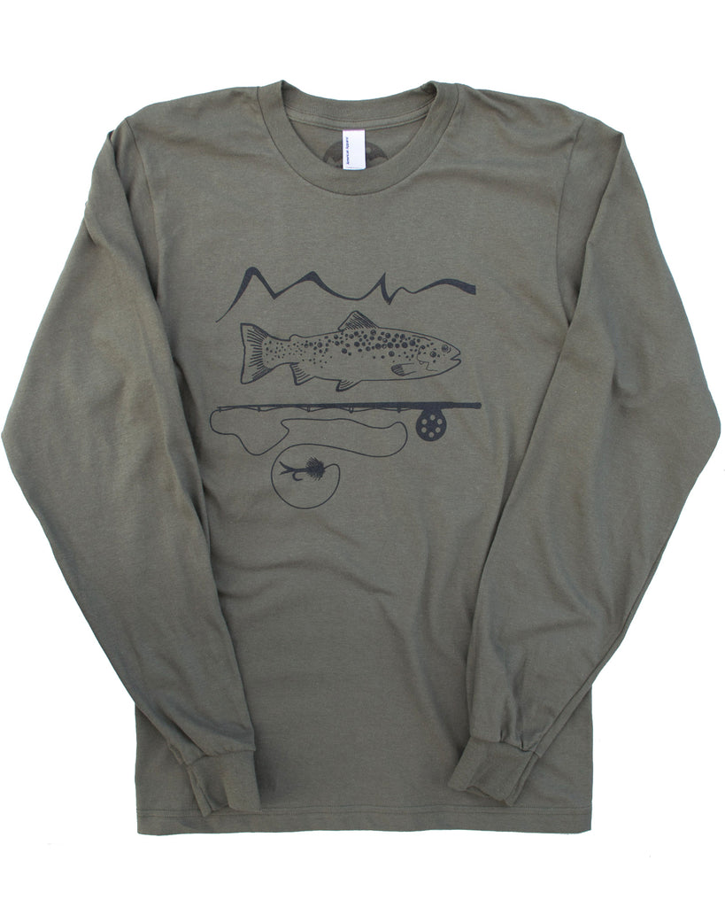 Graphic Fly Fishing Shirt, Simple Design On Soft Wears- Elevate The Day! Medium / LS- Lieutenant