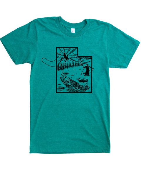 Fly Fish Utah Shirt- Graphic Print on Soft 50/50 Tee.
