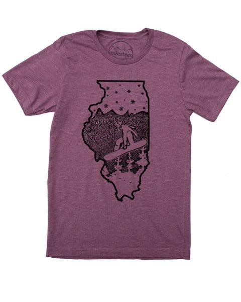 Illinois State Shirt | Graphic Snowboard Illustration on Soft Wears | Hand Screen Printed | Elevate the Day!