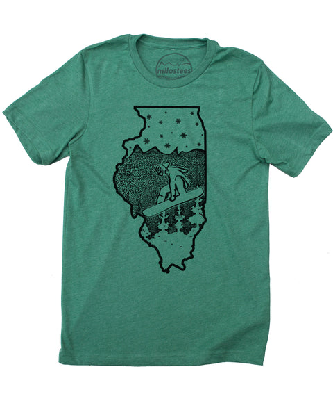 Illinois State Shirt | Graphic Snowboard Illustration on Soft Wears | Hand Screen Printed | Elevate the Day!