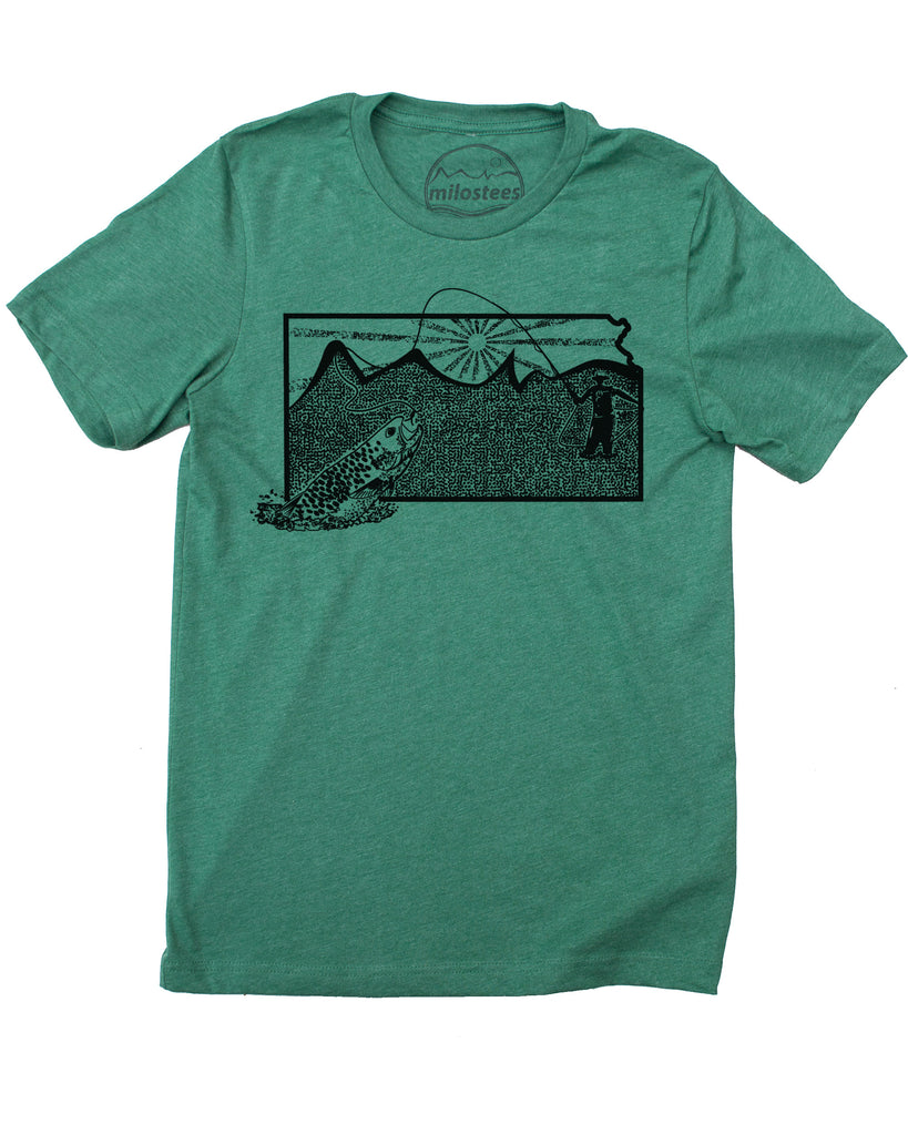Kansas Home Shirt | Original Fly Fishing Graphic | Hand Screen Print On Soft 50/50 Tees | Elevate The Day! Large / Green