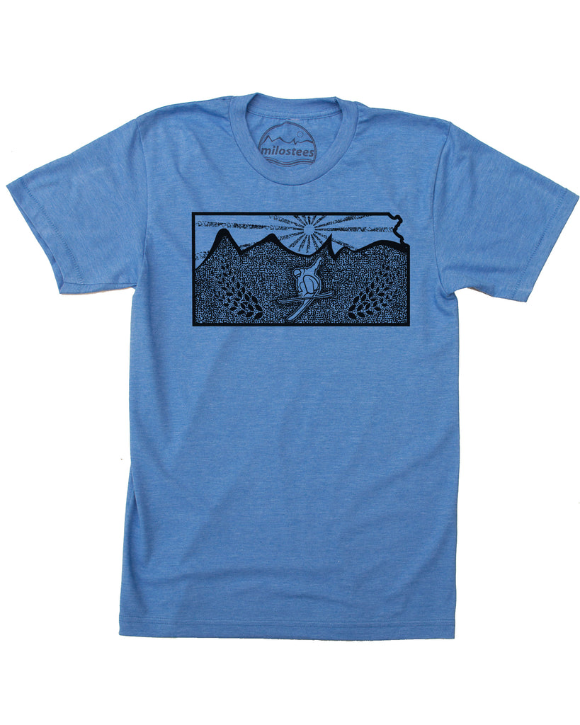 Kansas Shirt Skiing Graphic on Soft 50/50 Tee | Ski Snow Creek – Milostees