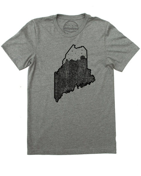 Maine Home Shirt | Moon & Stars Graphic | Hand Print on Soft 50/50 Threads | Elevate the Day