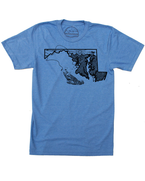 Maryland Home Shirt | Original Fly Fishing Graphic | Hand Screen Print on Soft 50/50 Threads | Elevate the Day!