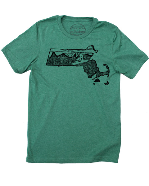 Massachusetts T-shirt | Original Snowboarding Graphic | Hand Printed on Soft 50/50 Threads | Elevate the Day