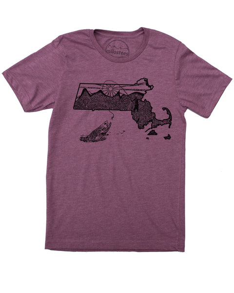 Massachusetts Home Shirt | Original Fly Fishing Graphic | Hand Screen Printed on Soft 50/50 Threads | Elevate the Day!