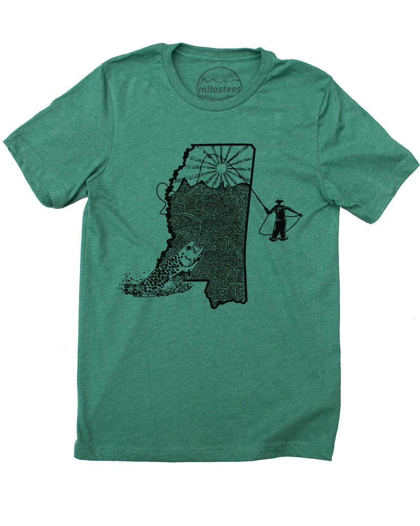 Mississippi Shirt | Fly Fishing Illustration | Hand Screen Print on Soft 50/50 Tees | Elevate the Day!