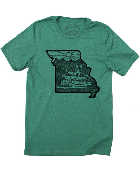 Missouri Home Shirt with Riverboat Print on Soft Cotton, Polyester Threads!