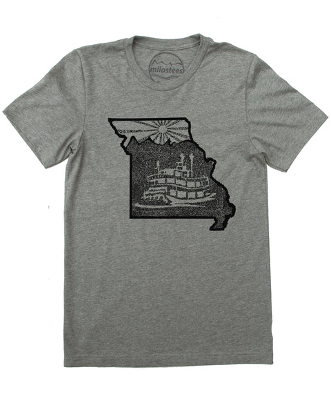Missouri Home Shirt with Riverboat Print on Soft Cotton, Polyester Threads!