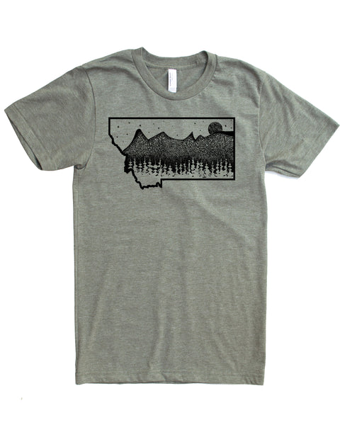 Montana Mountains T-shirt, Hand Screen Print on Soft Threads to Help You Elevate your Day!