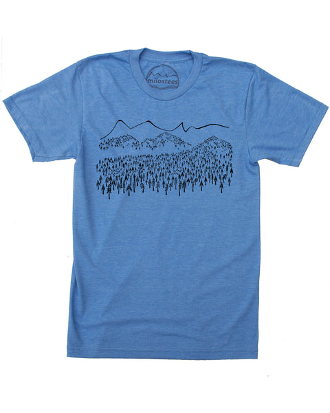 Mountain Trees T-shirt, soft 50/50 wears for outdoor adventures or cas ...