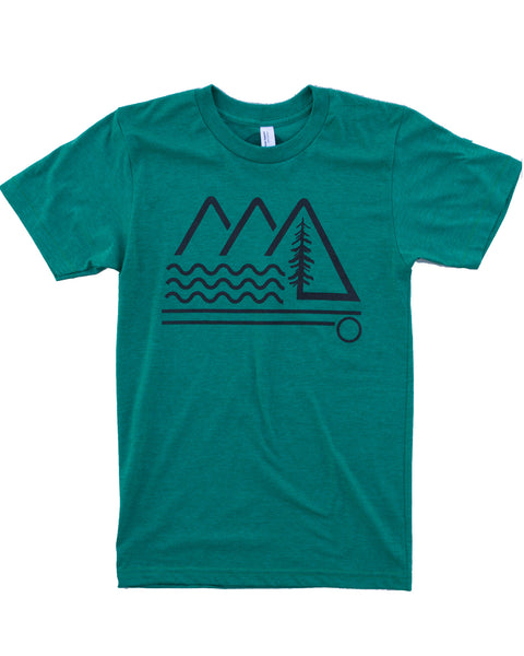Mountain Wave T-shirt, Silk Screen on Soft Wears in a 50/50 Blend
