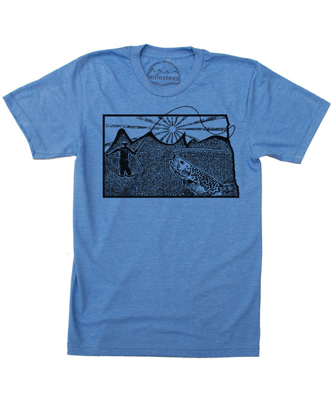 North Dakota Home Shirt | Original Fly Fishing Graphic | Soft 50/50 Threads | Elevate the Day!