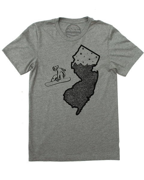 New Jersey Shirt | Snowboarding Graphic Hand Screen Printed on Soft 50/50 Tees | Elevate the Day!