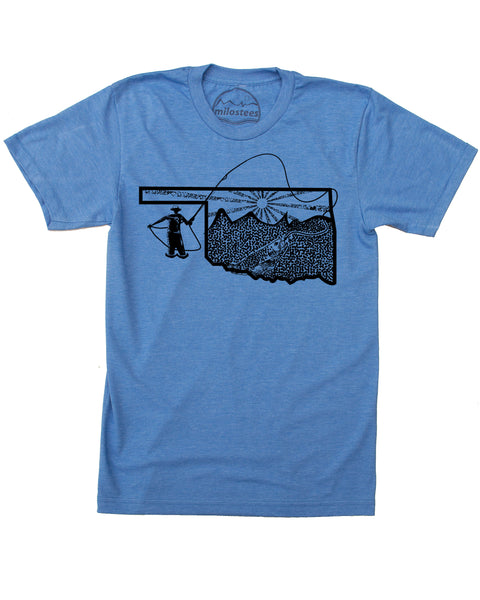 Oklahoma Shirt | Original Fly Fishing Illustration | Hand Screen Printed on Soft 50/50 Tees | Elevate the day!