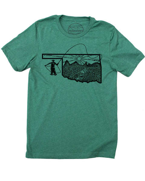 Oklahoma Shirt | Original Fly Fishing Illustration | Hand Screen Printed on Soft 50/50 Tees | Elevate the day!