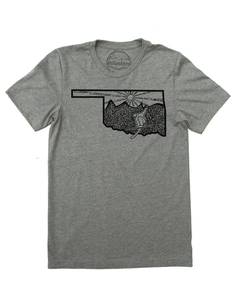 Oklahoma T-shirt | Skiing Illustration on Soft 50/50 Wears | Funny Ski Tee for Elevating the Day!