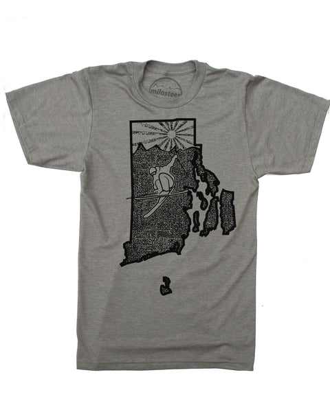 Rhode Island T-shirt | Skiing Illustration on Soft 50/50 Wears | Ski Yawgoo Valley Elevate the Day!
