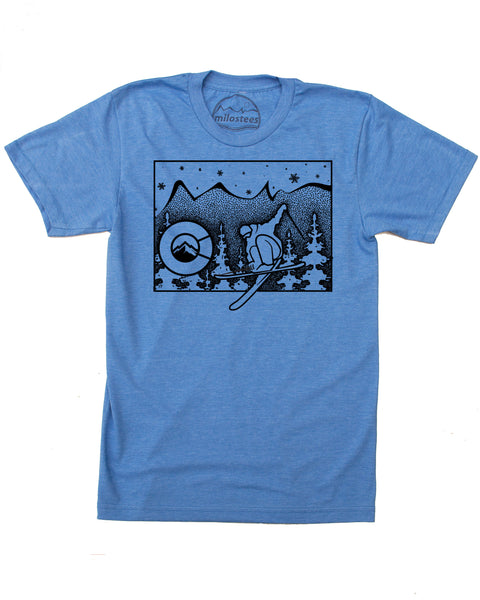 Colorado ski T-shirt - Ski the Rockies in Soft 50/50 Apparel for Elevating the Day!