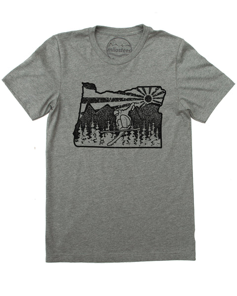 Oregon Ski T-shirt, Soft Threads Hand Screen Printed with Graphic Oregon Design. $21.99, free shipping in USA.