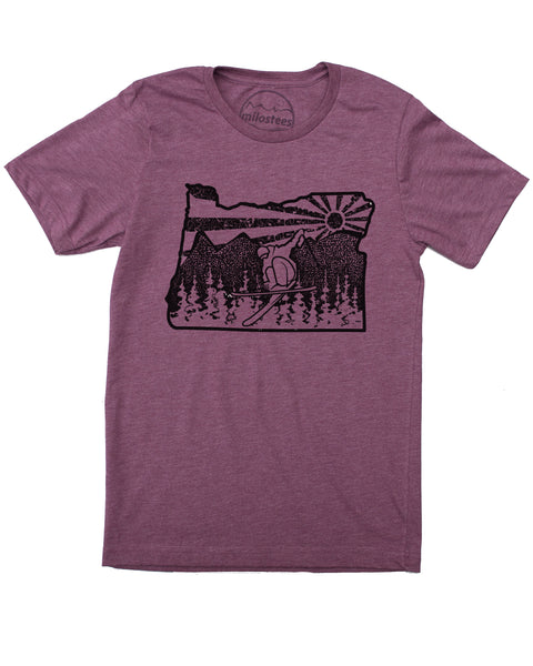 Oregon Ski T-shirt, Soft Threads Hand Screen Printed with Graphic Oregon Design. $21.99, free shipping in USA.