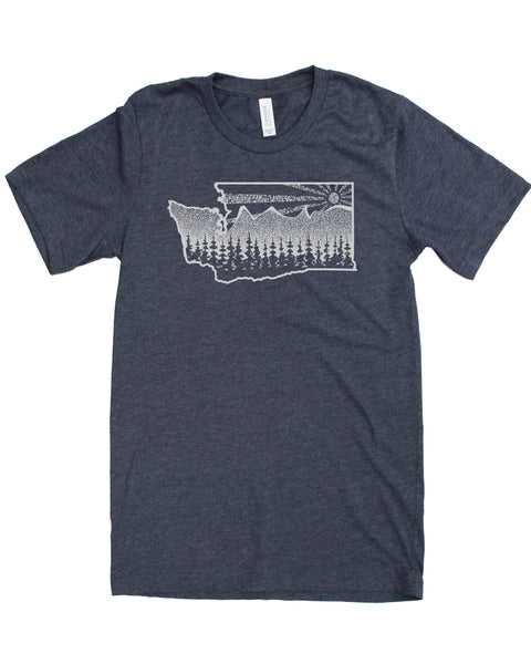 Washington State Mountain T-shirt- Cascades Print on Soft Wears
