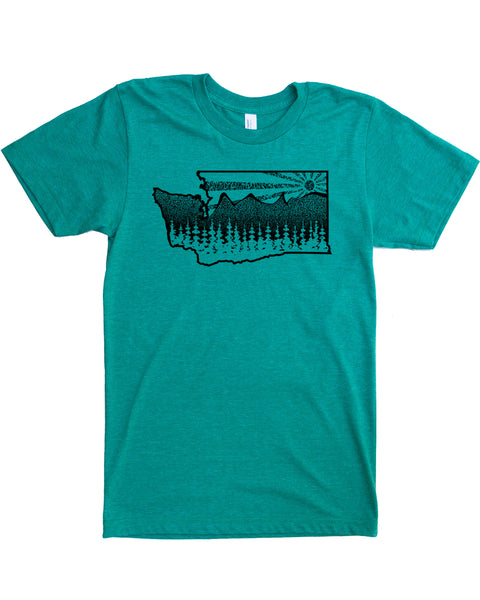 Washington State Mountain T-shirt- Cascades Print on Soft Wears