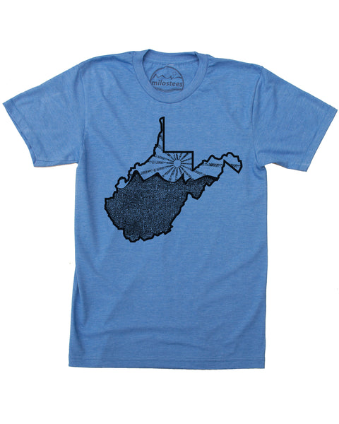 West Virginia Home Shirt with Mountain Print on Soft 50/50 Tee