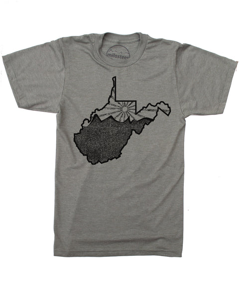 West Virginia Home Shirt with Mountain Print on Soft 50/50 Tee